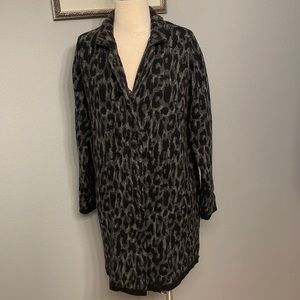 Cheetah Print Wool Blend A-IDA long Cardigan Sweater